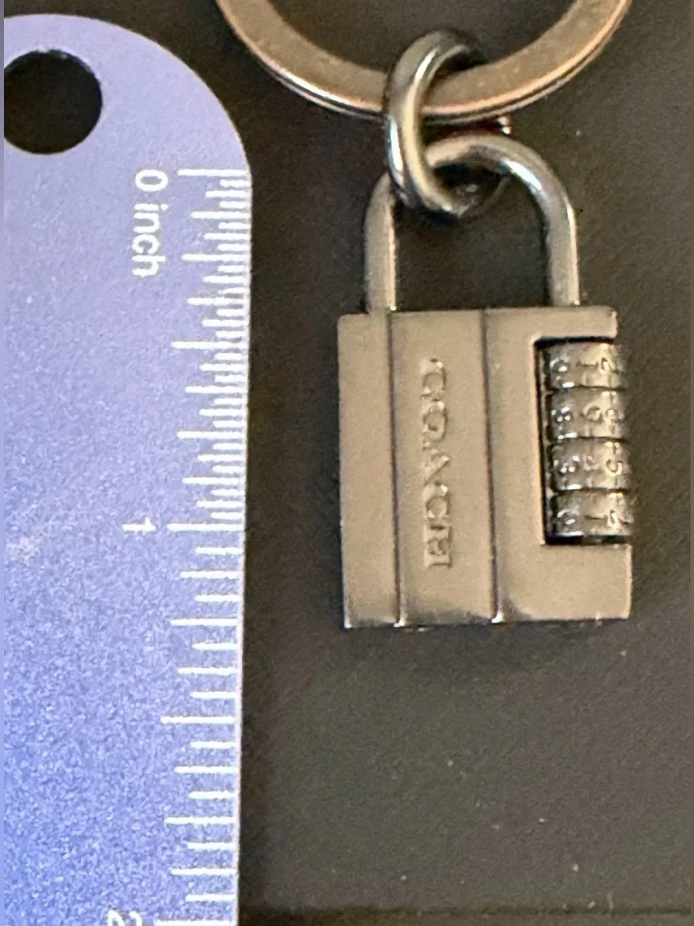 RARE COACH Padlock Charm Keychain/ Bag Charm ~ Gunmetal/ Key Ring/ Engraved